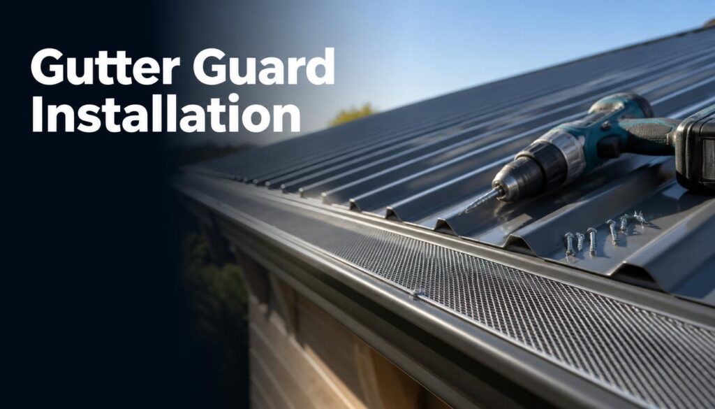 Gutter guard mesh fitted along the edge of a corrugated metal roof in Perth